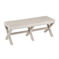 Upholstered X Base Bed Bench Beige - HomeFare -Ottomans Official Shop unnamed file 3215