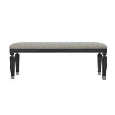 Bench with Hexagonal Pattern and Tapered Legs Beige - Benzara 3 Bench with Hexagonal Pattern and Tapered Legs Beige - Benzara