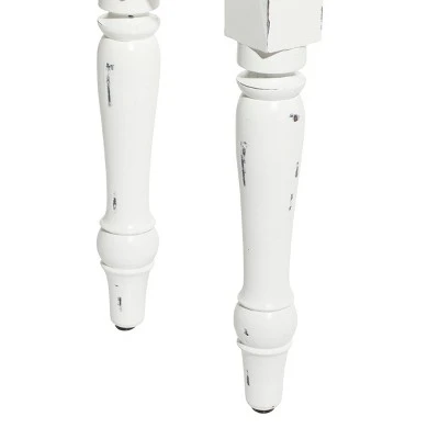 Olivia & May Farmhouse Long Wood Bench White - Olivia & May 4 Olivia & May Farmhouse Long Wood Bench White - Olivia & May - Image 2