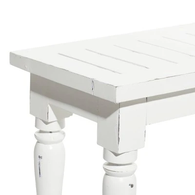 Olivia & May Farmhouse Long Wood Bench White - Olivia & May 5 Olivia & May Farmhouse Long Wood Bench White - Olivia & May - Image 3