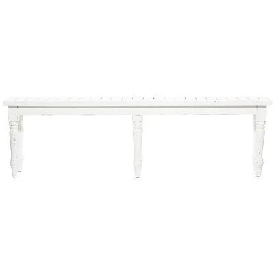 Olivia & May Farmhouse Long Wood Bench White - Olivia & May 6 Olivia & May Farmhouse Long Wood Bench White - Olivia & May - Image 4