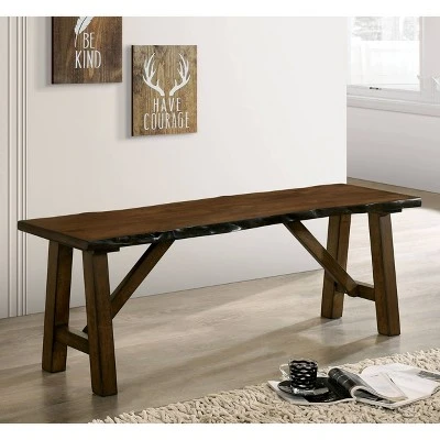 Lyoth Bench with Live Edge Wooden Seat Walnut - HOMES: Inside + Out 3 Lyoth Bench with Live Edge Wooden Seat Walnut - HOMES: Inside + Out