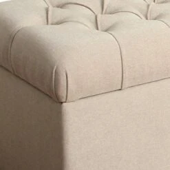 Fabric Upholste Button Tufted Wooden Bench - Benzara Light Gray/brown -Ottomans Official Shop unnamed file 3294