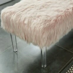 42" Korbin Faux Fur Like Glam Bench Pink - HOMES: Inside + Out -Ottomans Official Shop unnamed file 3324