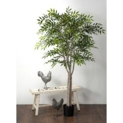 Sullivans Farmhouse Wood Bench 17"H Off-White -Ottomans Official Shop unnamed file 3335