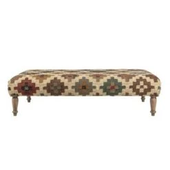 Patterned Upholstered Bench Beige - HomeFare -Ottomans Official Shop unnamed file 3340