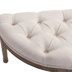 HOMCOM Vintage Semi-Circle Hallway Bench Tufted Upholstered Velvet-Touch Fabric Accent Seat with Rubberwood Legs Off White -Ottomans Official Shop unnamed file 3357