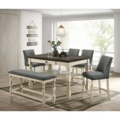 50" Bringe Upholstered Counter Height Bench Ivory/Dark Gray - HOMES: Inside + Out -Ottomans Official Shop unnamed file 3360