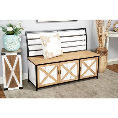 Olivia & May Farmhouse Wood Rectangle Storage Bench Brown - Olivia & May 3 Olivia & May Farmhouse Wood Rectangle Storage Bench Brown - Olivia & May