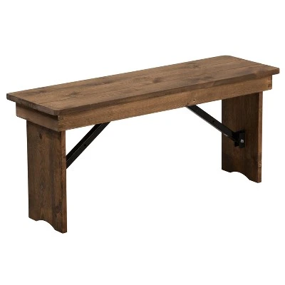Merrick Lane Antique Solid Pine Folding Farmhouse Style Bench 7 Merrick Lane Antique Solid Pine Folding Farmhouse Style Bench - Image 5