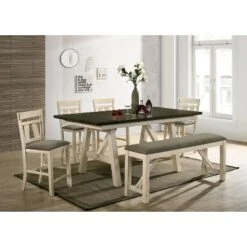 60" Altamont Padded Seat Counter Height Bench Ivory/Gray - HOMES: Inside + Out -Ottomans Official Shop unnamed file 3440