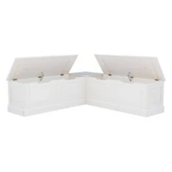 Tobin Backless Corner Breakfast Nook - Linon White -Ottomans Official Shop unnamed file 3456