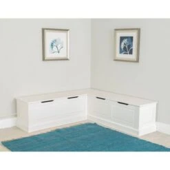 Tobin Backless Corner Breakfast Nook - Linon White -Ottomans Official Shop unnamed file 3463