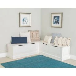 Tobin Backless Corner Breakfast Nook - Linon White -Ottomans Official Shop unnamed file 3465