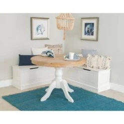Tobin Backless Corner Breakfast Nook - Linon White -Ottomans Official Shop unnamed file 3467