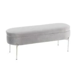 48" Chloe Contemporary Upholstered Storage Bench - LumiSource Chrome/gray -Ottomans Official Shop unnamed file 3554