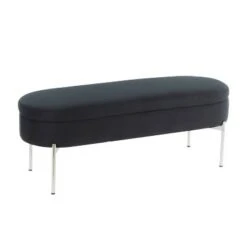48" Chloe Contemporary Upholstered Storage Bench - LumiSource Chrome/gray -Ottomans Official Shop unnamed file 3555