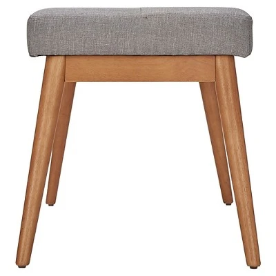 Sullivan Oak Mid Century Linen Bench - Inspire Q Smoke 5 Sullivan Oak Mid Century Linen Bench - Inspire Q Smoke - Image 3