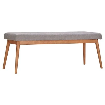 Sullivan Oak Mid Century Linen Bench - Inspire Q Smoke 9 Sullivan Oak Mid Century Linen Bench - Inspire Q Smoke - Image 7