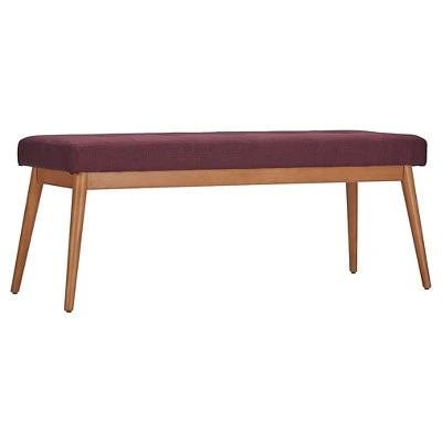 Sullivan Oak Mid Century Linen Bench - Inspire Q Smoke 11 Sullivan Oak Mid Century Linen Bench - Inspire Q Smoke - Image 9