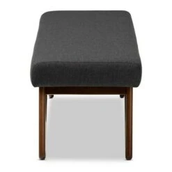 Rika Upholstered Brown Boomerang Bench - Baxton Studio Dark Gray