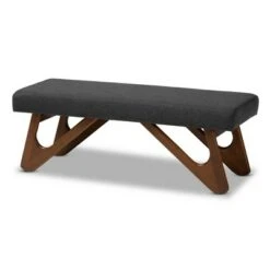 Rika Upholstered Brown Boomerang Bench - Baxton Studio Dark Gray -Ottomans Official Shop unnamed file 3581