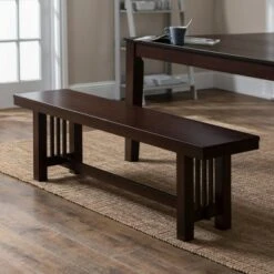 60" Cappuccino Wood Kitchen Dining Bench - Saracina Home