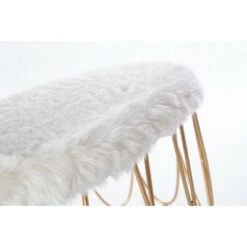 Fabulaxe Set of 2 Gold Metal Side Accent Table Stools with White Fur Top Seat 9 Fabulaxe Set of 2 Gold Metal Side Accent Table Stools with White Fur Top Seat -Ottomans Official Shop unnamed file 365