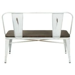 Oregon Industrial Farmhouse Dining/Entryway Bench - Vintage White Metal/Expresso Bamboo - Lumisource -Ottomans Official Shop unnamed file 3669