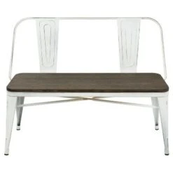 Oregon Industrial Farmhouse Dining/Entryway Bench - Vintage White Metal/Expresso Bamboo - Lumisource -Ottomans Official Shop unnamed file 3670