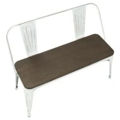 Oregon Industrial Farmhouse Dining/Entryway Bench - Vintage White Metal/Expresso Bamboo - Lumisource -Ottomans Official Shop unnamed file 3671