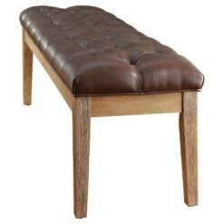 Beechhurst Button Tufted Bench Wood Marbled Chocolate - Inspire Q