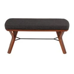 42" Folia Wood Bench - LumiSource Natural/charcoal -Ottomans Official Shop unnamed file 3722