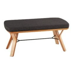 42" Folia Wood Bench - LumiSource Natural/charcoal -Ottomans Official Shop unnamed file 3725