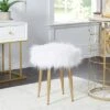 Round Faux Fur Stool Gold - Silverwood