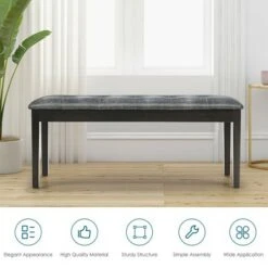 Costway Upholstered Dining Bench w/Padded Seat for Kitchen Bedroom Entryway Grey -Ottomans Official Shop unnamed file 3778