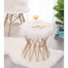 Fabulaxe Round Gold Metal Accent Vanity Stool with White Fur Top Seat, Decorative Side Table 2 Fabulaxe Round Gold Metal Accent Vanity Stool with White Fur Top Seat, Decorative Side Table -Ottomans Official Shop unnamed file 378