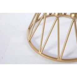 Fabulaxe Round Gold Metal Accent Vanity Stool with White Fur Top Seat, Decorative Side Table -Ottomans Official Shop unnamed file 380