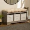 42" Upholstered Wood Entryway Bench with Storage - Saracina Home Driftwood