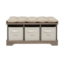 42" Upholstered Wood Entryway Bench with Storage - Saracina Home Driftwood -Ottomans Official Shop unnamed file 3849