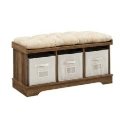 42" Upholstered Wood Entryway Bench with Storage - Saracina Home Driftwood -Ottomans Official Shop unnamed file 3852