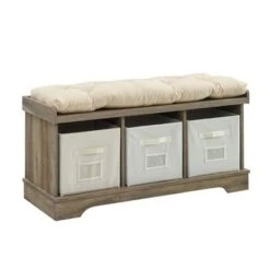 42" Upholstered Wood Entryway Bench with Storage - Saracina Home Driftwood -Ottomans Official Shop unnamed file 3853