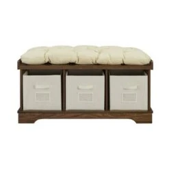 42" Upholstered Wood Entryway Bench with Storage - Saracina Home Driftwood -Ottomans Official Shop unnamed file 3856