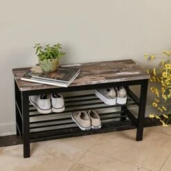 31.5" Entryway Storage Bench and Shoe Rack Distressed Wood Finish Brown - Danya B. -Ottomans Official Shop unnamed file 3911