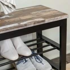 31.5" Entryway Storage Bench and Shoe Rack Distressed Wood Finish Brown - Danya B. -Ottomans Official Shop unnamed file 3914