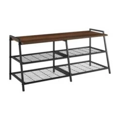 42" Urban Industrial Metal and Wood Entry Bench - Saracina Home Gray Wash -Ottomans Official Shop unnamed file 3984