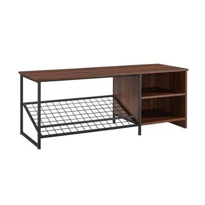 48" Urban Industrial Entry Bench with Shoe Storage - Saracina Home Dark Walnut 6 48" Urban Industrial Entry Bench with Shoe Storage - Saracina Home Dark Walnut - Image 4