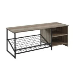 48" Urban Industrial Entry Bench with Shoe Storage - Saracina Home Dark Walnut 16 48" Urban Industrial Entry Bench with Shoe Storage - Saracina Home Dark Walnut -Ottomans Official Shop unnamed file 4010