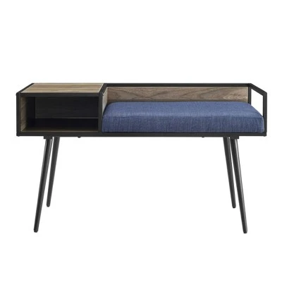 Modern Telephone Entry Bench with Cushion - Saracina Home Gray 8 Modern Telephone Entry Bench with Cushion - Saracina Home Gray - Image 6