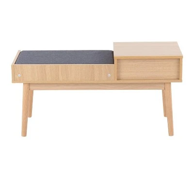 40" Telephone Polyester Wood Contemporary Bench - LumiSource Natural/gray 5 40" Telephone Polyester Wood Contemporary Bench - LumiSource Natural/gray - Image 3
